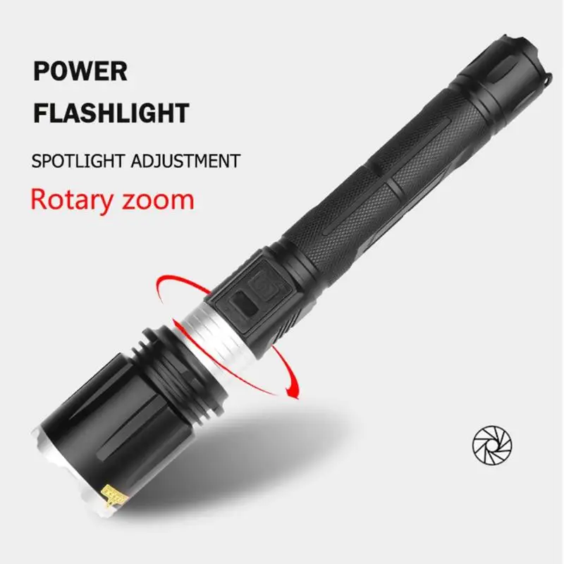 

60W MTG2 LED Flashlight 4 Mode 6000LM Power Display Torch Glare Lamp without Battery 600m Range Integrated Carving Process