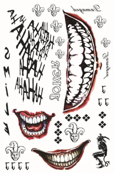Temporary Tattoos Sticker Batman Joker Suicide Squad Harley Quinn Cosplay for Fake Tattoo