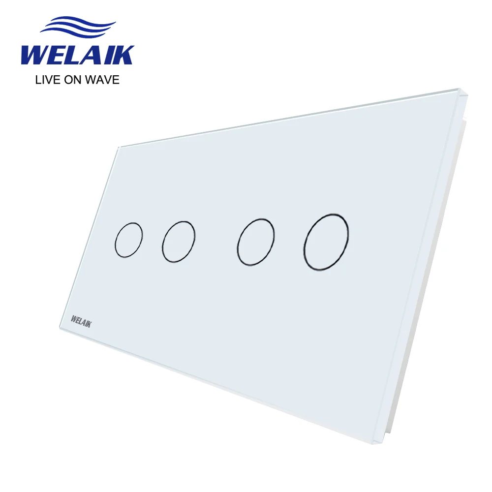 Smart Wall Switch Wall Touch Switch Socket Light Switch Cover Switch Glass Panel WELAIK EU 2Frame 151*80mm 2Gang 1Gang LED Light Wall Touch Switch White Crystal Tempered Glass Panel Only DIY Parts A2922W1