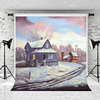 

VinylBDS Deramlike Village Photo Backdrops Quiet Simple Snow Background Camera Fotografica Photography Backgrounds for Children