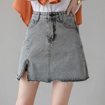 

Womens Skirt Vintage Clothes Denim Short Skirts Blue Harajuku Summer High Waist Streetwear 2020 Spring Fashion popular flowy