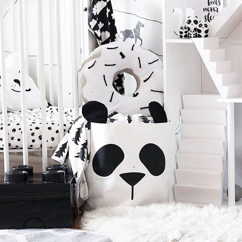 

40x30x30cm36L New Foldable Storage Bag Panda Canvas Organizer Toy Clothes Laundry Storage Basket Bedroom Bathroom Home Decor D25