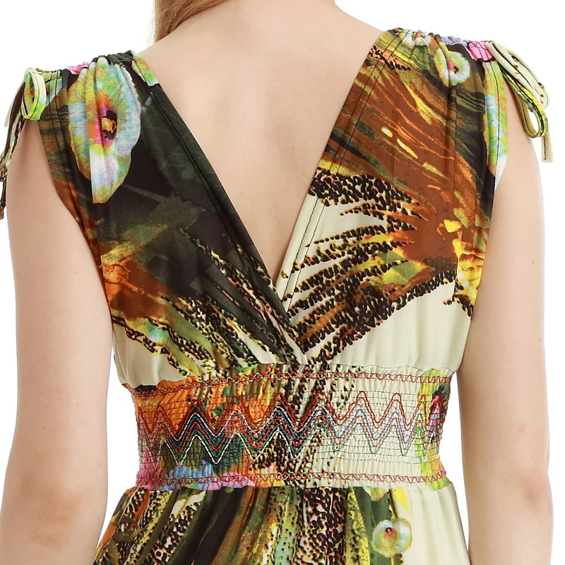 Women Summer Vintage Vintage ukraine Boho Beach Clothing Ladies Bohemian Print Maxi Long Dress Plus Size 6XL Vestido