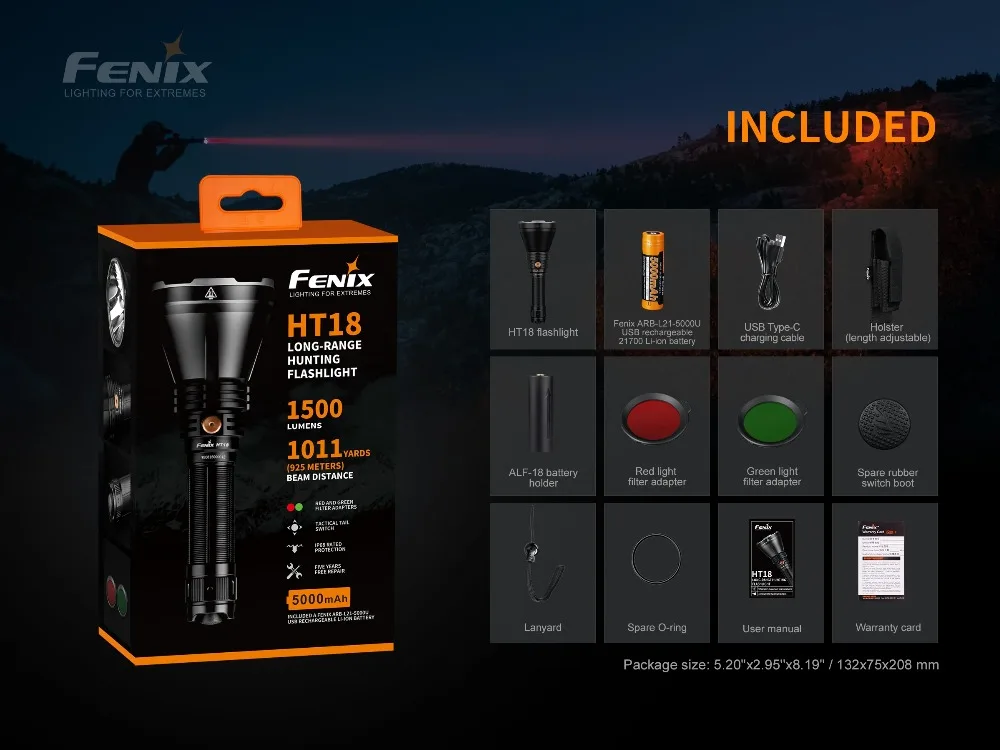 Fenix HT18 мощный светильник, 900 м водонепроницаемый Электрический фонарь, 21700/18650 батарея, Поисково-спасательная наружная лампа обнаружения