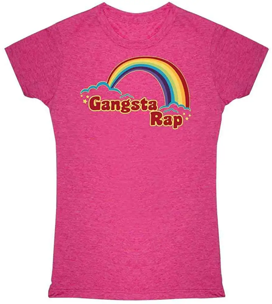 Gangsta Rap Retro Rainbow Funny Music Graphic Tee T Shirt for Women |