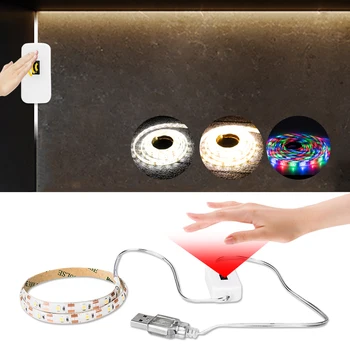 

5V USB Ribbon LED Tape Hand Sweep Sensor LED Strip 1/2/3/4/5M Motion Sensor Light Bathroom Closet Kitchen Diode Tape Backlight