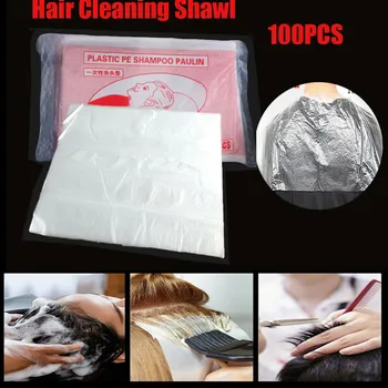 Billig 100Pcs/set Klar Haar Salon Einweg Wasserdichte Pad Haar Waschen Pad Klar Shampoo Taschen Capes Reinigung Haar Schal Werkzeuge