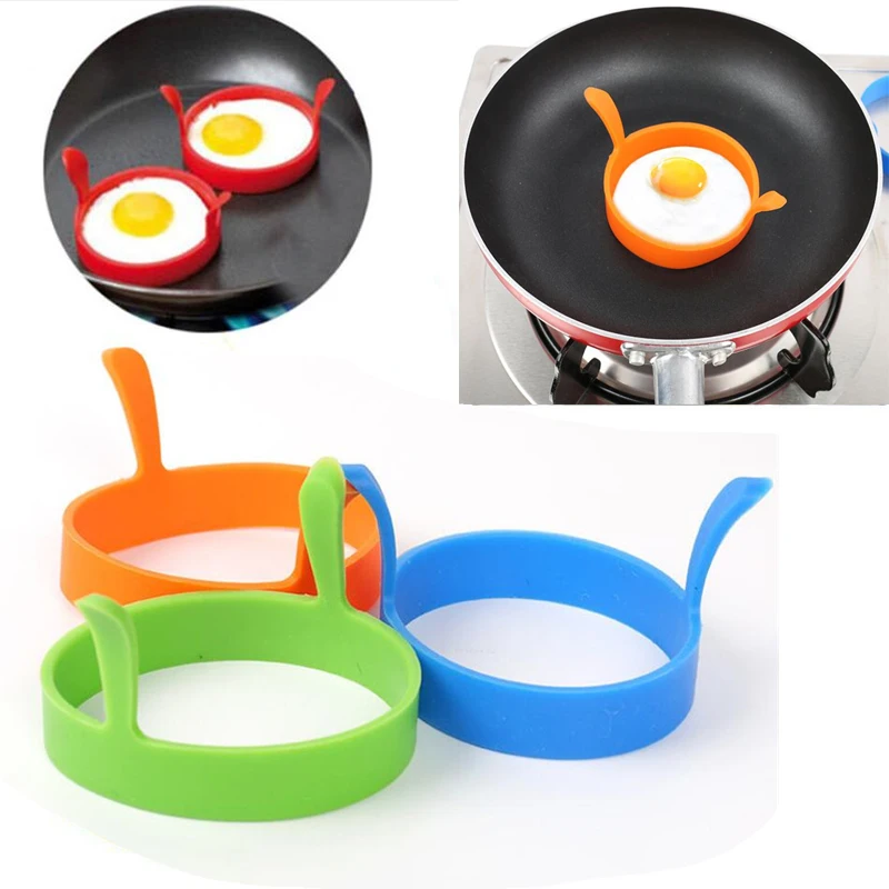 2Pcs Fried Egg Mold Binaural Egg Fried Ring Food Grade Silicone Pancake Ring Breakfast Tool Kitchen Baking Tool