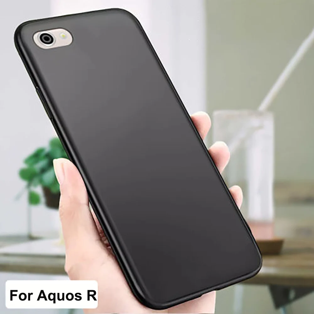 Черный чехол для Sharp Aquos R мягкий силиконовый из ТПУ SHV39 605SH тонкий |