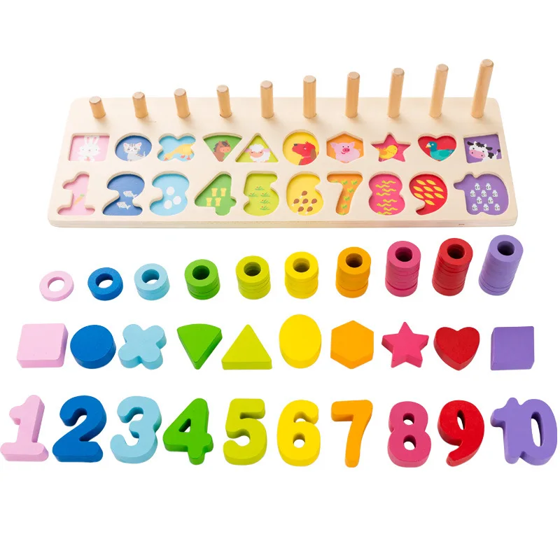 

Young Jigsaw Puzzle 1 with Numbers 2 CHILDREN'S Toy 3-Year-Old Semi-4 Building Blocks Baby Boy Wooden Toys ENLIGHTEN Yi Shape