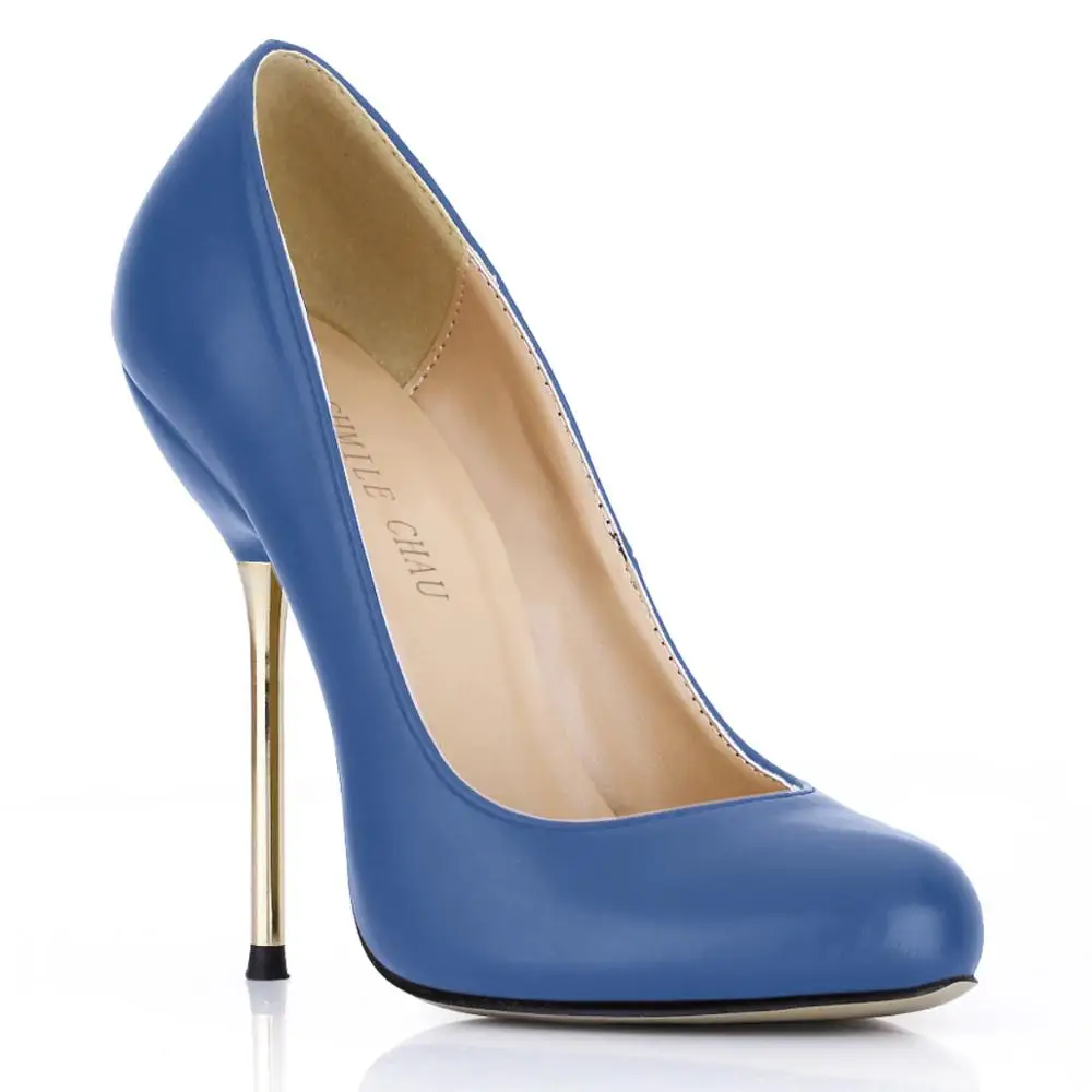 CHMILE CHAU/черная пикантная обувь для вечеринок; женские туфли-лодочки с круглым носком на высоком каблуке-шпильке; женские офисные туфли-лодочки; zapatos mujer; 3845-b1 - Цвет: Blue PU