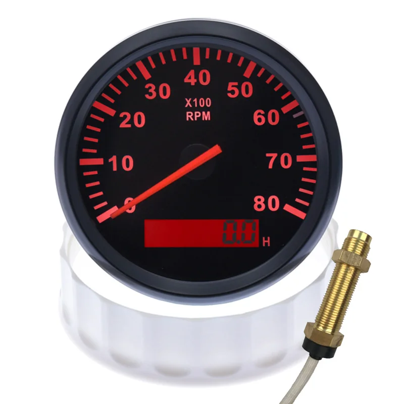 8K 보트 타코미터 마린 타코 미터 게이지 LCD 시간 측정기 8000 RPM 85mm 자동차 타코미터 디젤 엔진 RPM 게이지 ...
