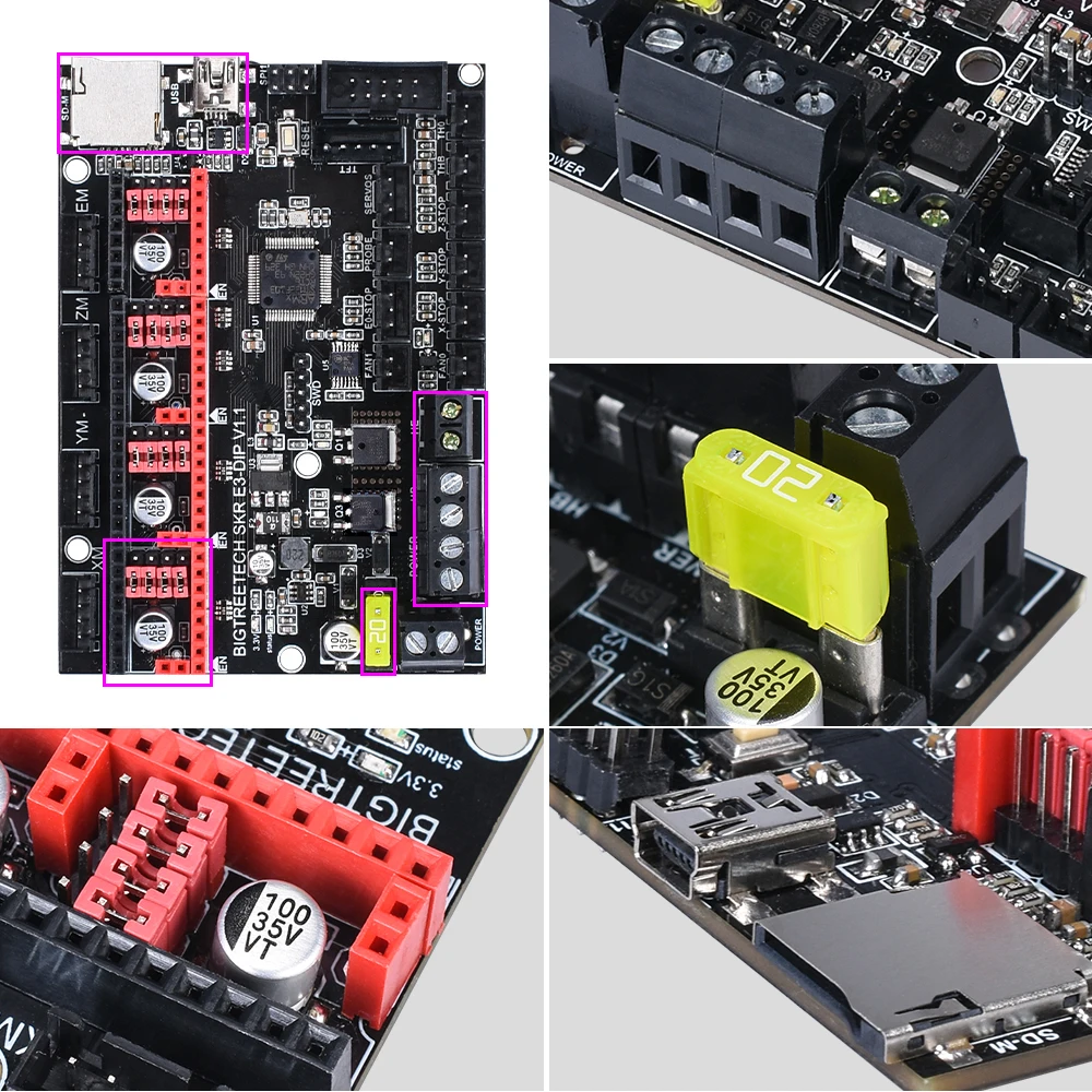 BIQU BIGTREETECH SKR E3 DIP V1.0 32 бит плата управления с TFT24 TMC2208 UART TMC2130 SPI драйвер для Ender 3/5 Pro