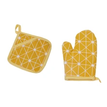 Верх-хлопок и перчатки из льняной ткани изолированные перчатки мат из двух частей микроволновая печь высокая температура анти-обжигающие перчатки