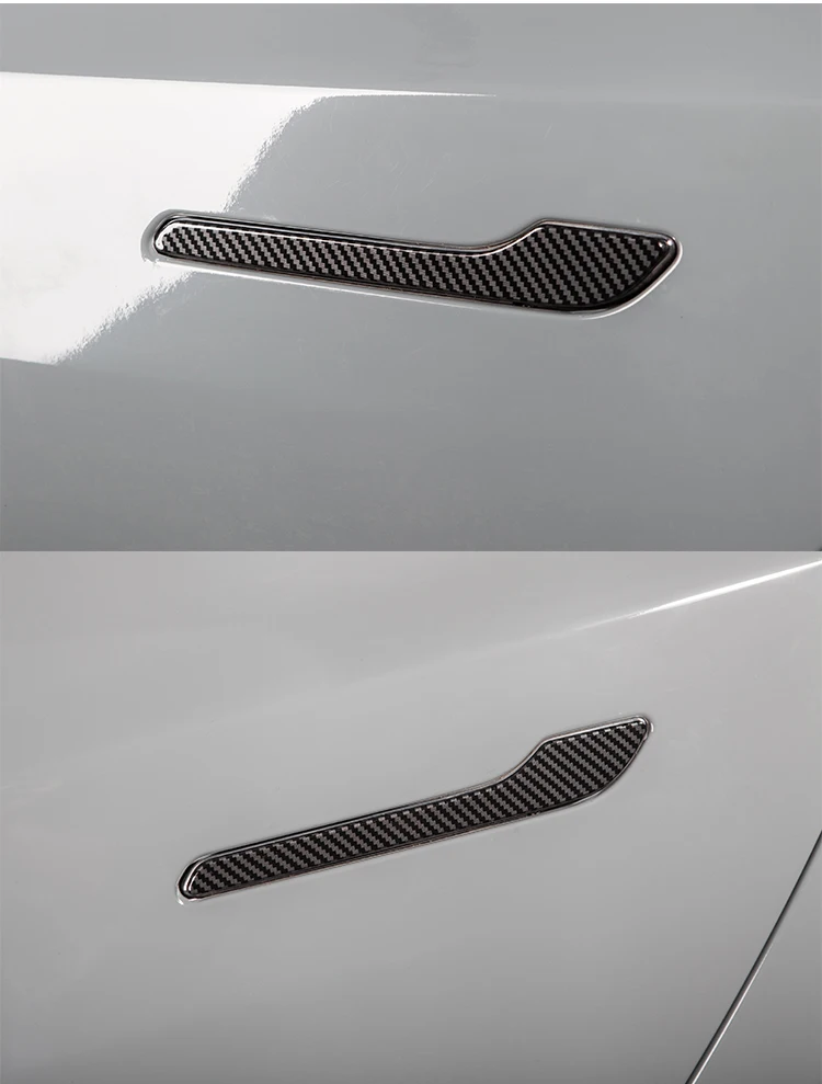Maçaneta da Porta Capa para Tesla Protetor de Fibra Heenvn Envoltório Modelo 3 Carbono Adesivo Modely Acessórios Model3 y Três 2020 4 Pçs 8 High Quality Automóveis e motos