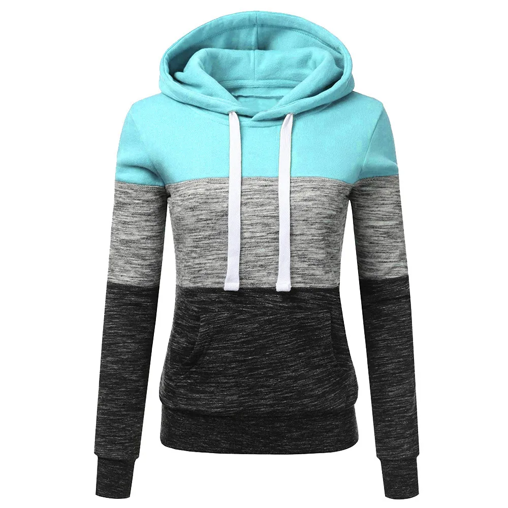 Oversize Hooded Sweatshirt Women Long Sleeve Autumn Spring Coat Patchwork Pocket Pullovers Hoodie Plus size S-3XL 4XL 5XL#D10