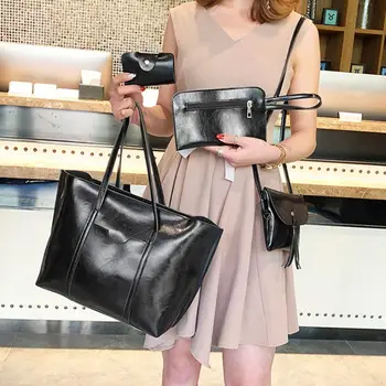 

4Pcs/set Leather Women Handbag Shoulder Bag Tote Card Holder Purse Messenger Satchel Top Handle Bags C90E