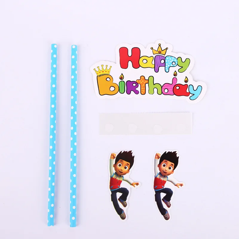 1pc cake flag 5 шт./лот свечи Щенячий патруль Одноразовые столовые наборы Щенячий патруль на день рождения свечи на день рождения украшения для 10 детей - Цвет: 1pc cake flag