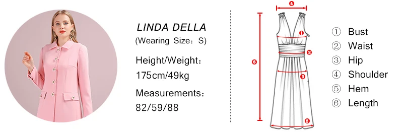 LD LINDA DELLA Мода осень-зима розовая верхняя одежда Для женщин пальто с длинными рукавами одежда на пуговицах и с карманами элегантное Повседневное Офисные женские туфли верхняя одежда