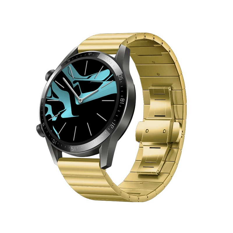 Для мужчин и женщин часы ремешок из нержавеющей стали 20 мм 22 мм для huawei GT GT2 часы ремень с Бабочкой Пряжка Застежка