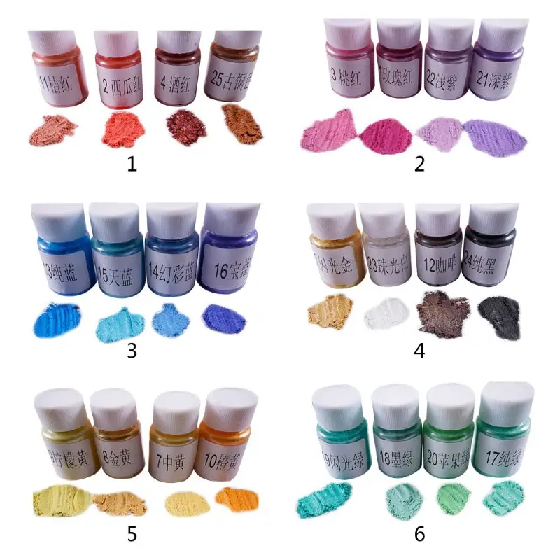 

4 Pcs/set DIY Crystal Epoxy Pearlescent Powder Slim Material Mica Glitter Crystal Mud Filler