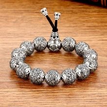 Cigovo, серебряные бусины Будды, мужские, властные, 990 чистого серебра, круглые бусины, шесть слов, истинные слова, для ног, серебряные, благоприятные