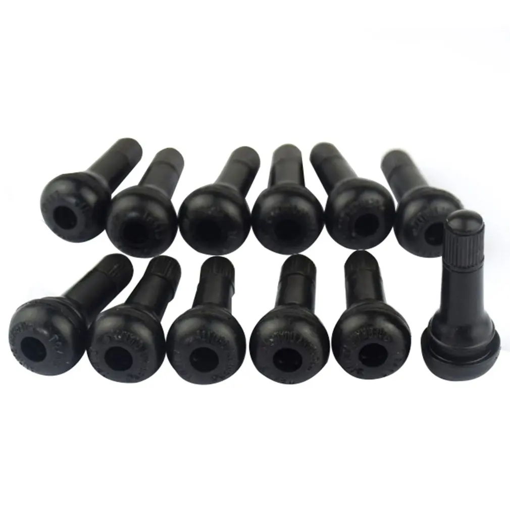 12pcs/Set Snap-in Standard Black Rubber Valve Stem TR413 for Tubeless 11.5mm Rim Holes Universal Tire Valve Stems