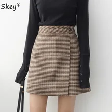 Женская теплая зимняя клетчатая юбка s юбка-карандаш Лолита облегающая Сексуальная винтажная юбка с высокой талией Клетчатая Шерстяная Юбка