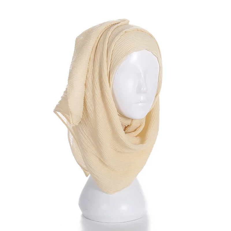 Модный сморщенный вискозный смятый хиджаб шарф Малайзия исламский женский длинный платок сморщенный головной шарф мусульманский головной убор 1 шт 90*180 см