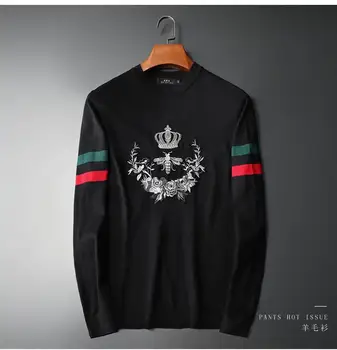 

New 19 Men Luxury gentleman Cotton embroidery Bee Striped crown Casual Sweaters pullover Asian Plug Size High quality Drake #M99
