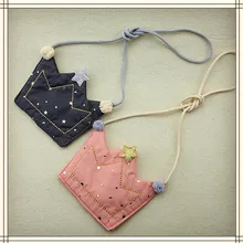 Сумка-кошелек для девочек из овечьей кожи, Детский кошелек с короной на одно плечо, маленькая сумочка для монет, кошелек для детей, кошелек для младенцев