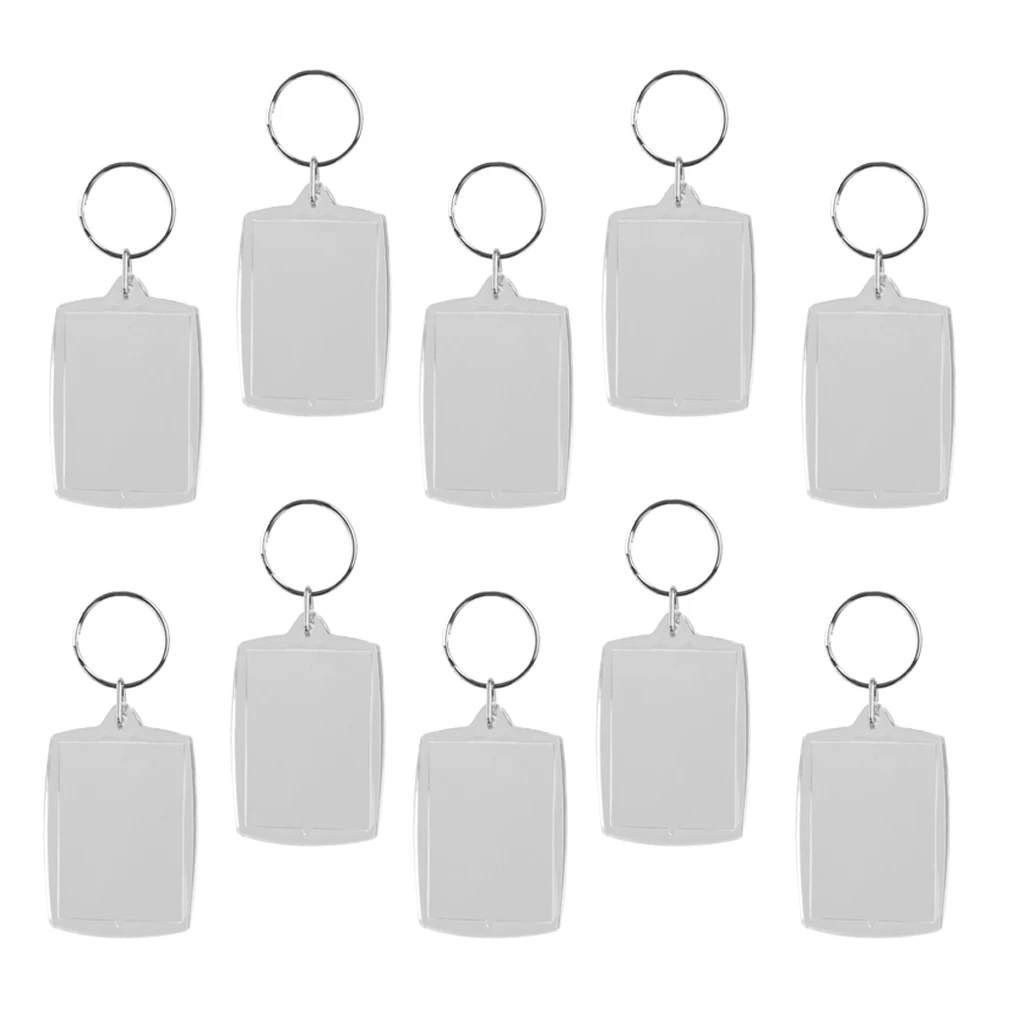 30 Pieces Keychain Blank Logo Photo Insert Display Frame Split Keyring Gifts
