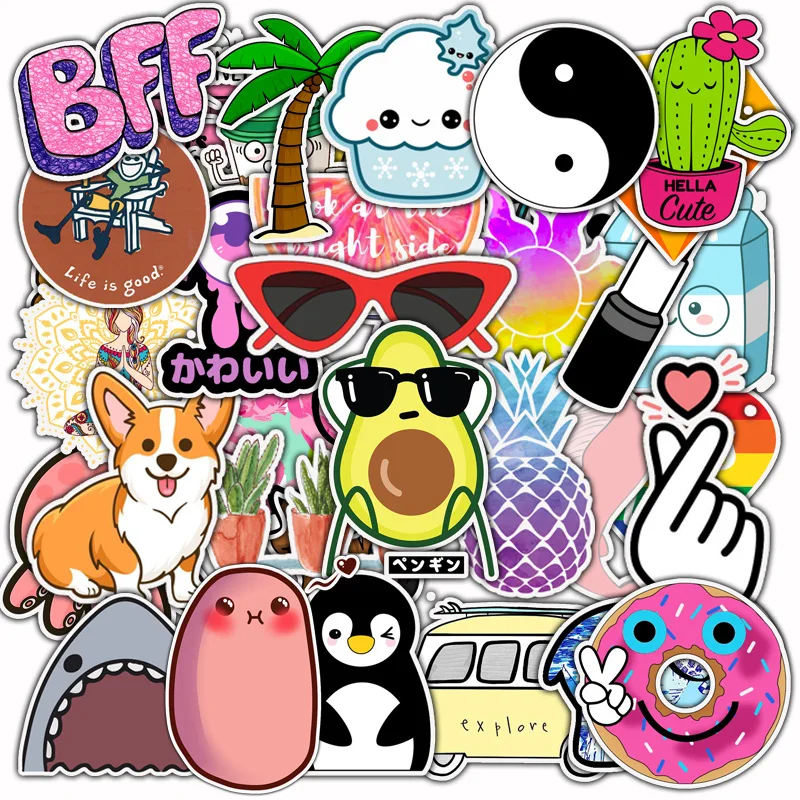 50pcs Vsco INS Style Sticker Anime for Laptop Case Car Skateboard Motorcycle Girl for Kids Children Toys Cool Animal Sticker