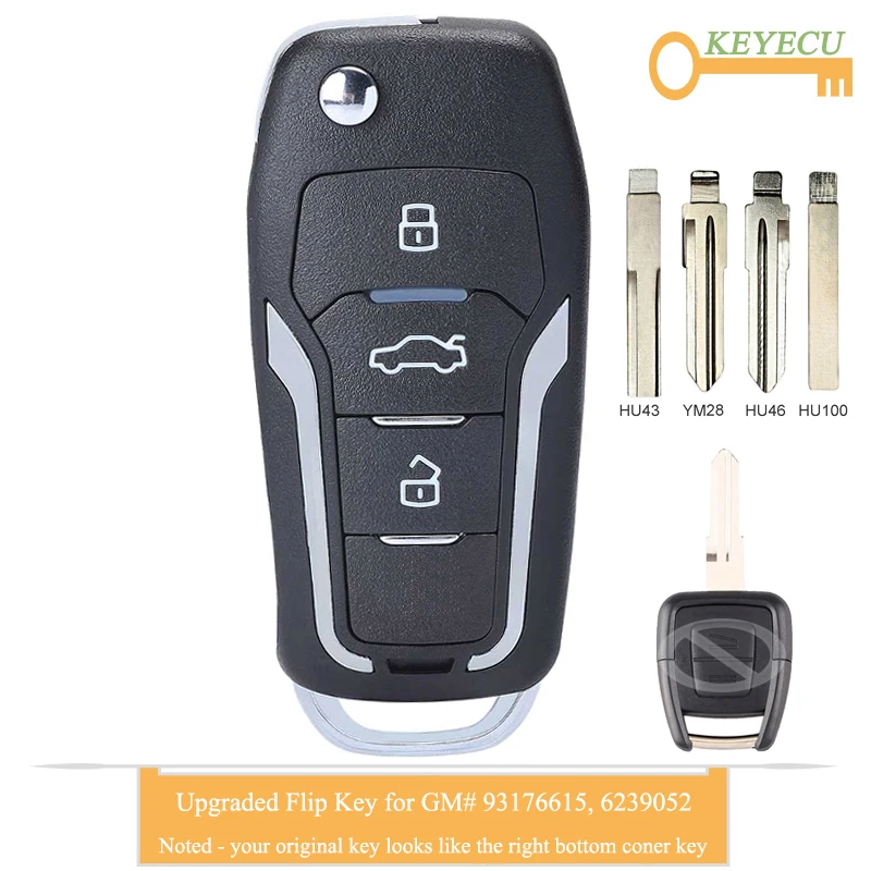 Обновленный Автомобильный ключ-раскладушка KEYECU для Opel Astra G / Zafira B 1998-2004 2 кнопки