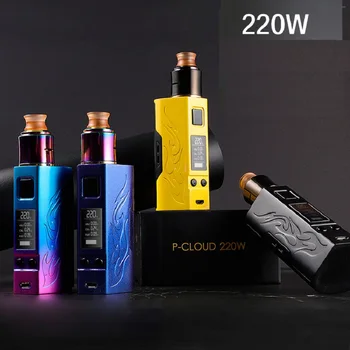 

TKIS 220w Box Mod Kit fit 18650 battery electronic cigarette Vaporizer with rda tank atomizer vaporizer hookah huge smoking vape
