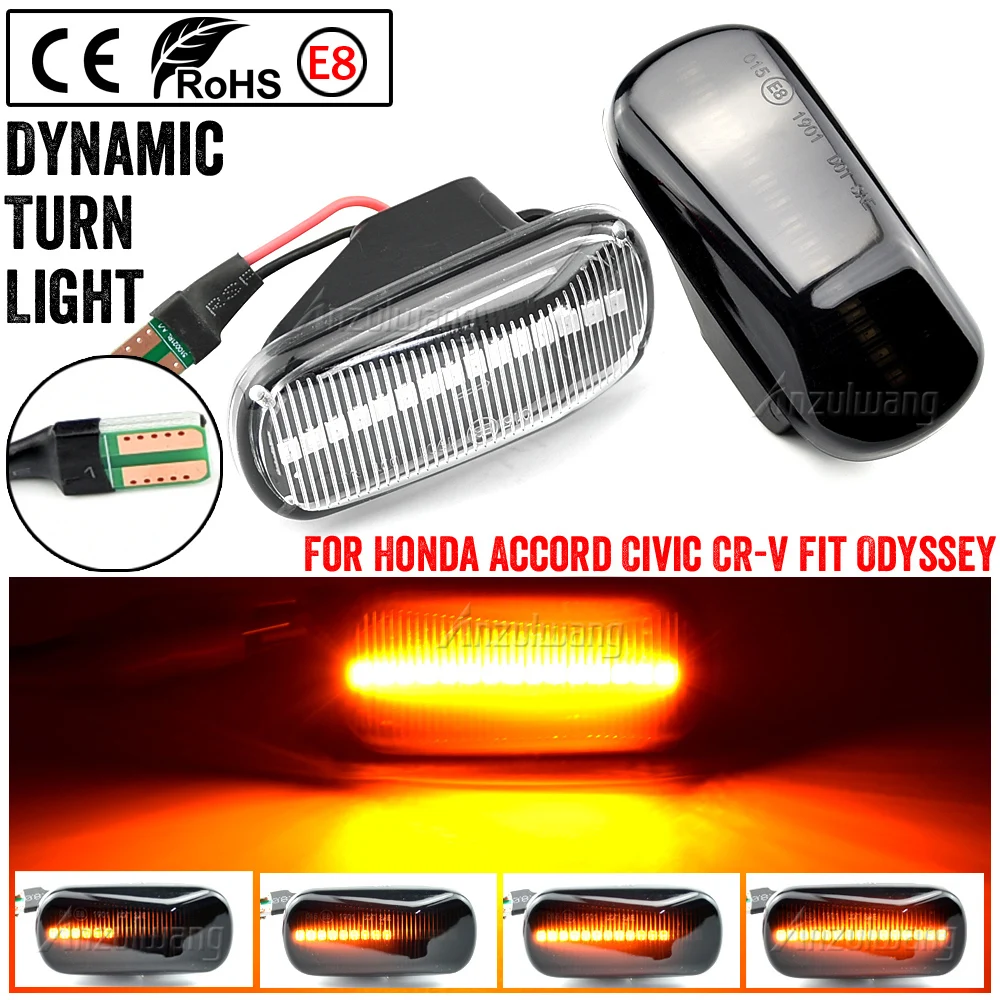 

2Pcs Car Clear Lens LED Side Marker Turn Signal Indicator Light White for Honda Civic Jazz 34301-S5A-013