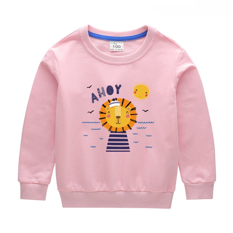 Pink Одежда для малышей; свитер для мальчиков с круглым вырезом из хлопка; сезон весна-осень; одежда с длинными рукавами и принтом с героями мультфильмов для девочек; свитер - Цвет: Pink
