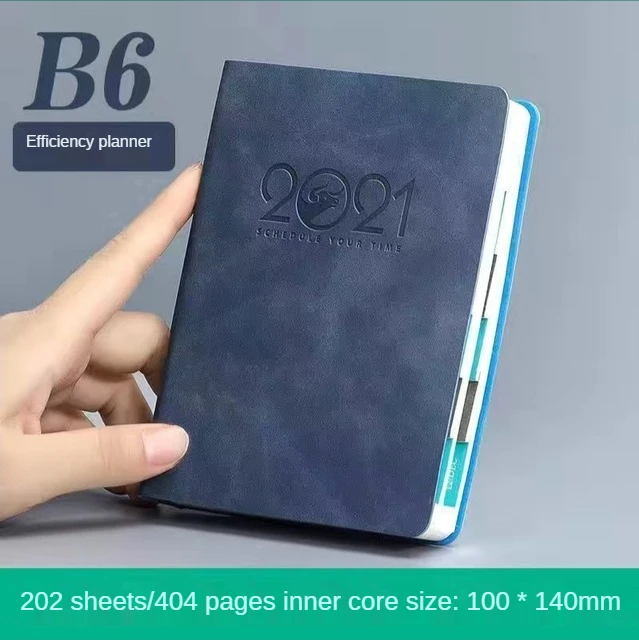 Notebook Books 2021 Schedule Plan 365 Days Daily Calendar Notepad Self-Discipline Punch Card Efficiency Libro Business Office B6 gray