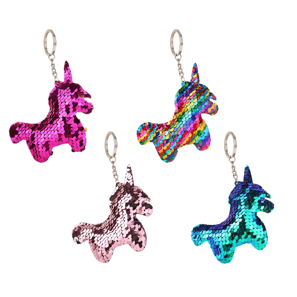 

12 Pcs Unicorn Keychains Fashion Cute Flip Sequin Key Rings Key Holder Unicorn Charms for Banquet Wedding Birthday Party