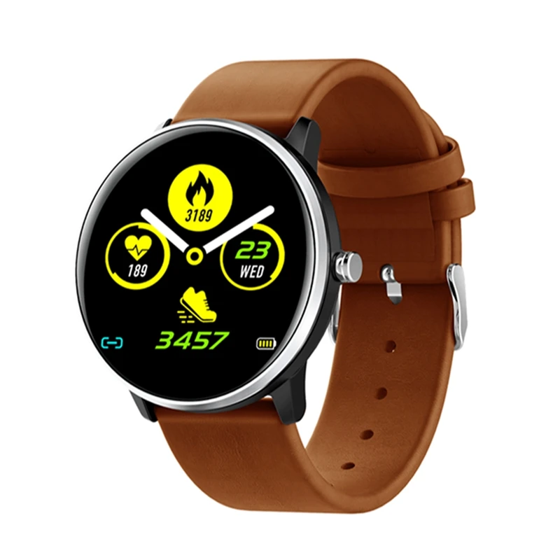 Brown leather Bakeey MX6 2.5D полный сенсорный кровяное давление O2 IP68 глубокий Водонепроницаемый 8 спортивный режим оповещения о погоде Спортивная камера bluetooth Смарт часы - Цвет: Brown leather