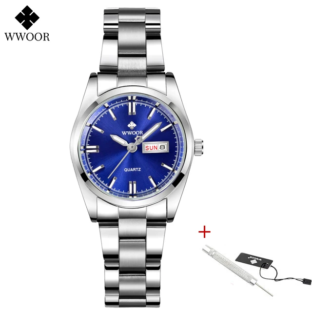 WWOOR White Black Watch For Women 2022 Top Brand Luxury Stainless Steel Waterproof Casual Dress Women Bracelet Watch Reloj Mujer 