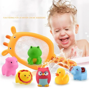 

Baby Bath Fishing Toys 7PCS/Sets Network Bag Pick up Duck Fish Kids Toy Water Spray Bath toys Swimming Play Water Toy Bath Doll