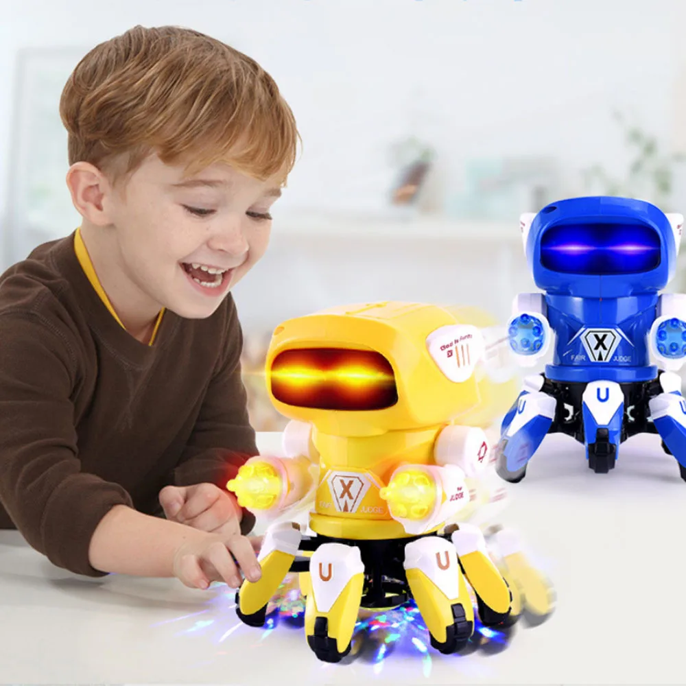 Электрическая игрушка-робот с шестью когтями, для танцев, для маленьких детей, погремушки с подсветкой, дропшиппинг