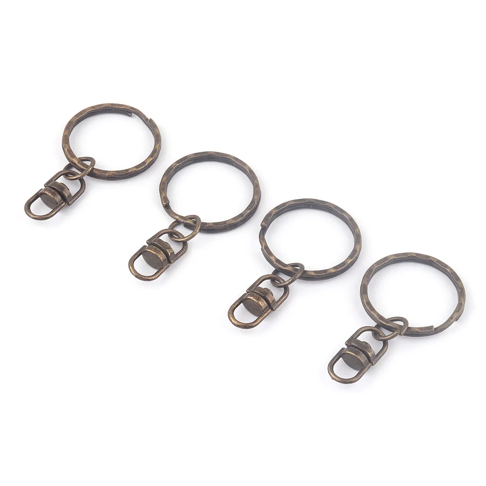 

25mm Bronze Split Rings with Swivel Key Jump Ring Connectors Double Loop Keychain Round Key Charm Bag Key fob Finding DIY 20Pcs