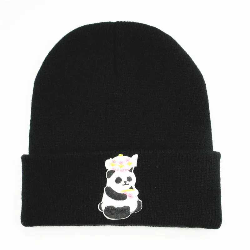 

LDSLYJR Cotton panda animal embroidery Thicken knitted hat winter warm hat Skullies cap beanie hat for men and women 376