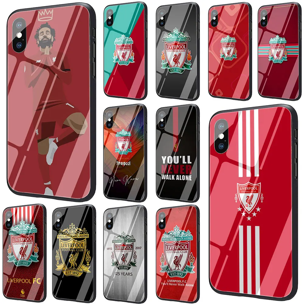 

EWAU Liverpool Tempered Glass Phone Cover Case For iPhone 11 Pro 6 6S Plus 7 8 Plus X XS XR XS Max