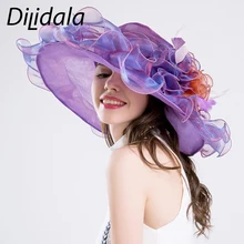 Dilidala, летняя Солнцезащитная шляпа для женщин, новая, анти-УФ, яркая, модная, для девушек, большой цветок, марля, шляпа, крыло, Солнцезащитная шляпа