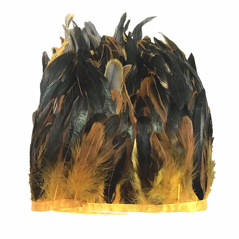 Gold Yellow 1 ярдов куриный петух перо лента бахрома отделка рукоделие diy Перья для рукоделия Декор Перья для изготовления ювелирных изделий - Цвет: Gold Yellow
