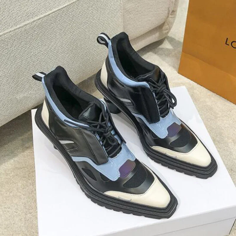 Rendas até Moda Especial em Forma de Chifre Tamanho Grande Primavera 2021 Outono Feminino Bombas Multicolorido Mulher Salto Alto Preto Azul Xh21-40 35 40 4 High Quality Calçados