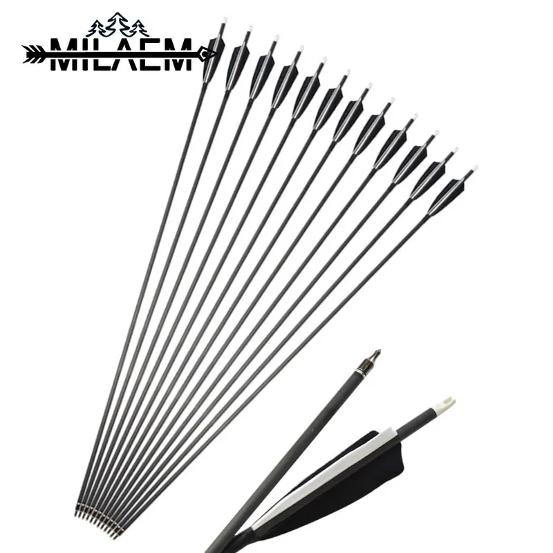 

12 Pcs Archery Carbon Arrow Length89cm SP500 OD 7.2mm ID 6.2 mm Mixed Carbon Arrows For Recurve Compound Bow Accessories